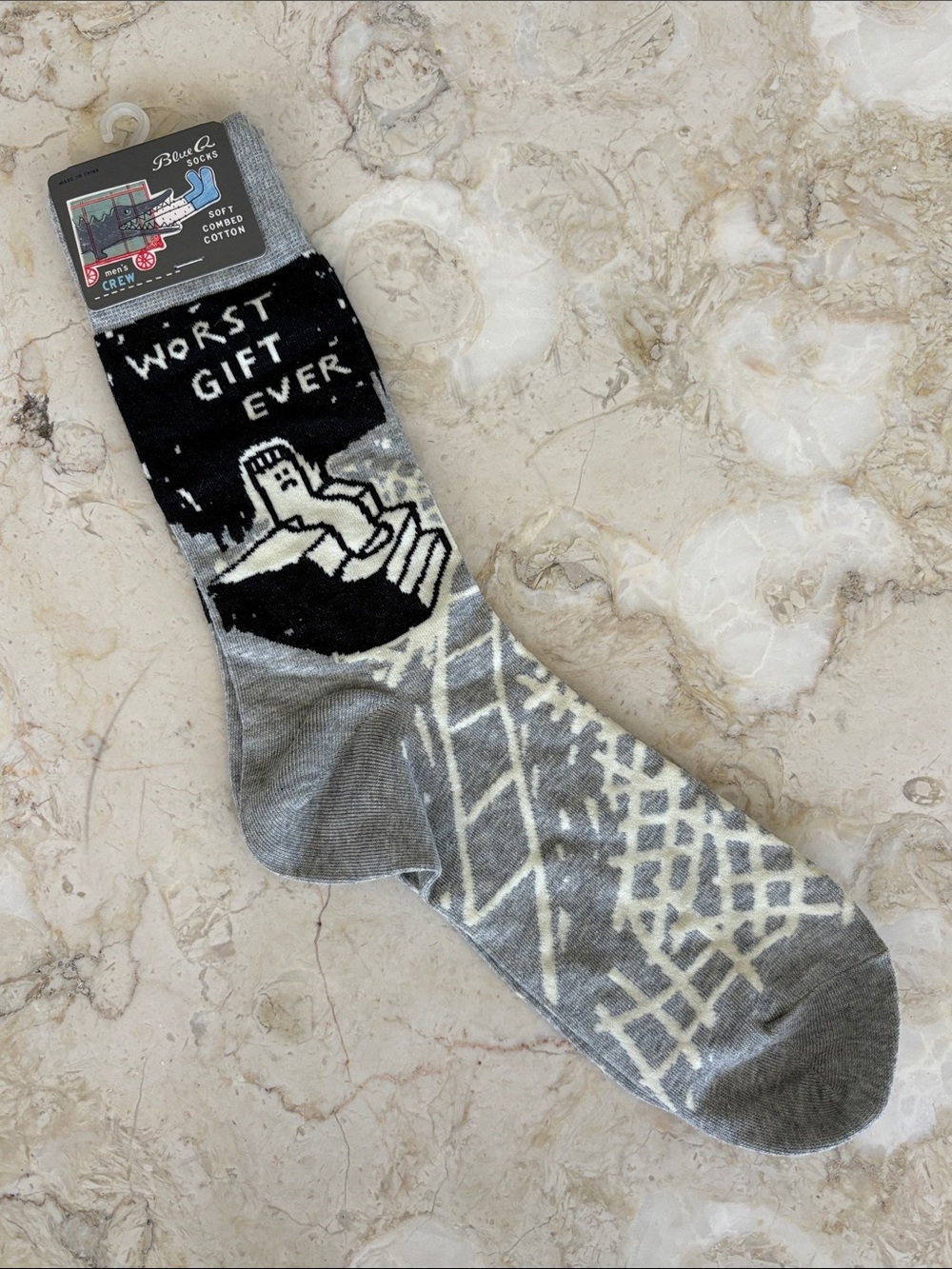 Blue Q “Worst Gift Ever” Men’s Crew Socks – NEW